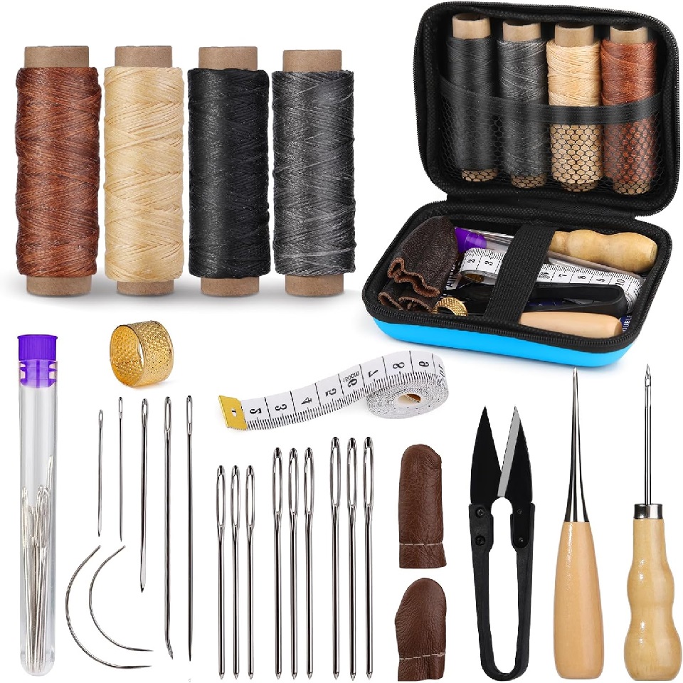 Leatherwork Tool Kit - BUDDUR lederen naaigereedschapset met gewaxte draad