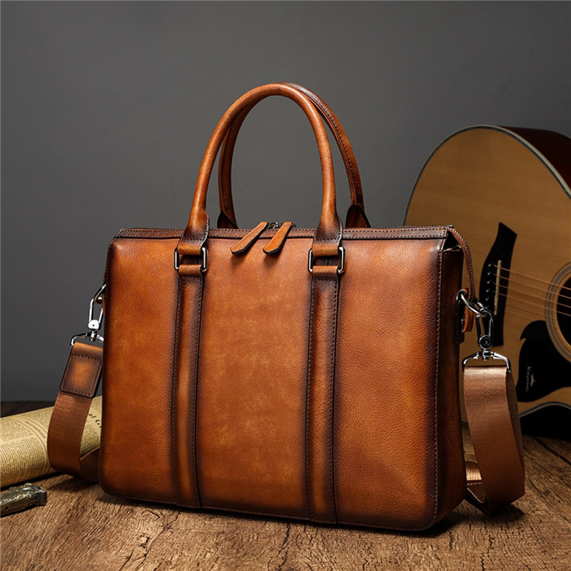 Leather Work Bag - YETTIES Business Aktetas van Volnerfleer |
