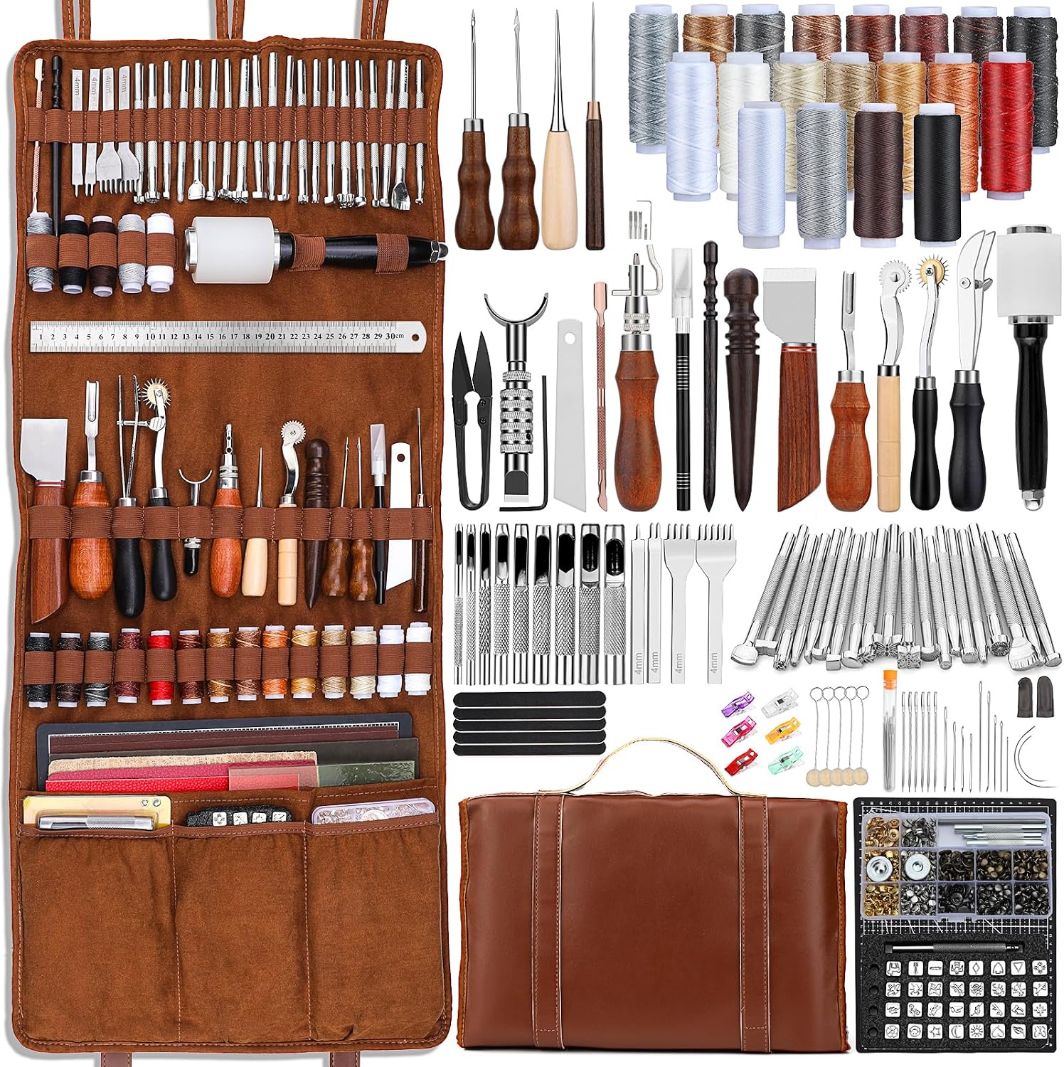 For Leather Work - Lederbewerkingsset Lederen handwerkgereedschap Lederbewerkingskit met op