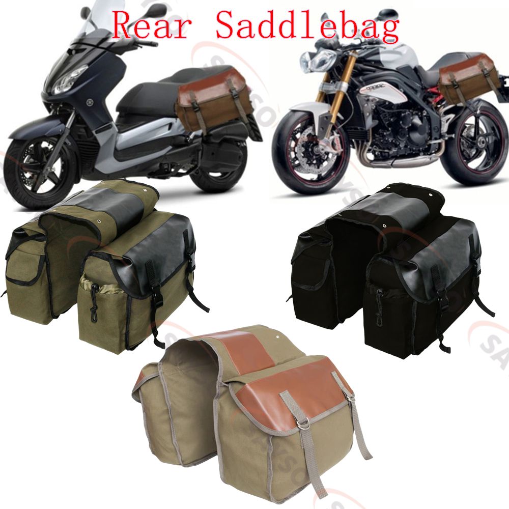 Leather Work Bag - Canvas Lederen Achter Zadeltas Motorfiets Staart