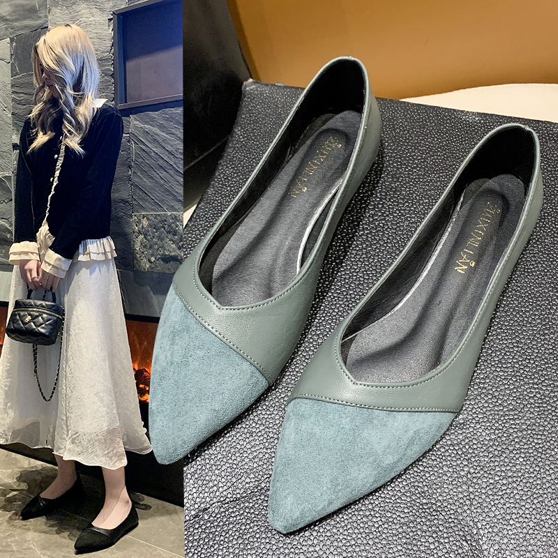 For Leather Work - Platte zwarte leren schoenen voor dames