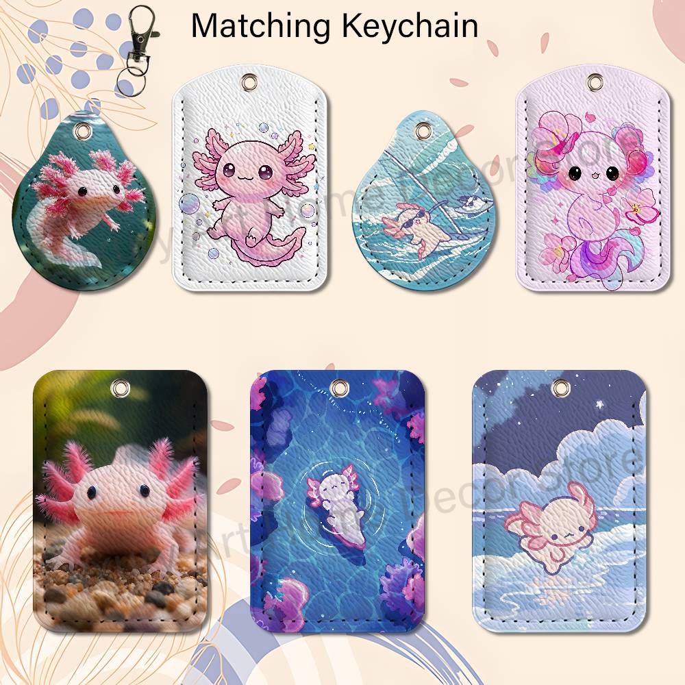 For Leather Work - Leuke roze A-Axolotl cartoonhouder sleutelhanger voor