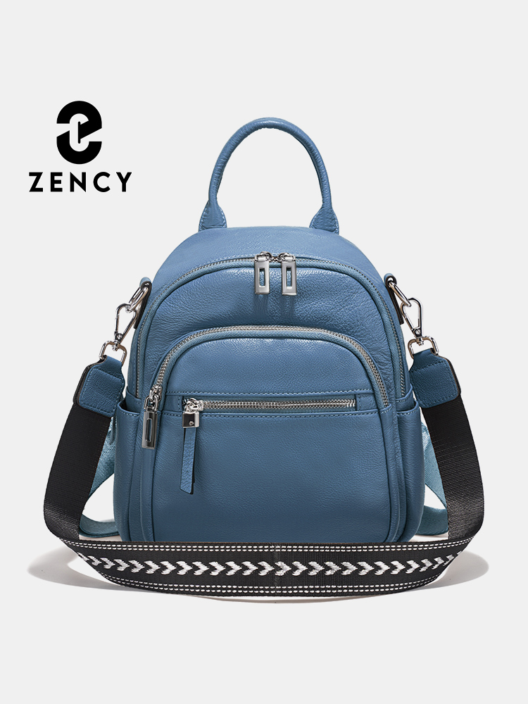 Leather Work Bag - Zency lederen kleine rugzak knapzak multi-pocket