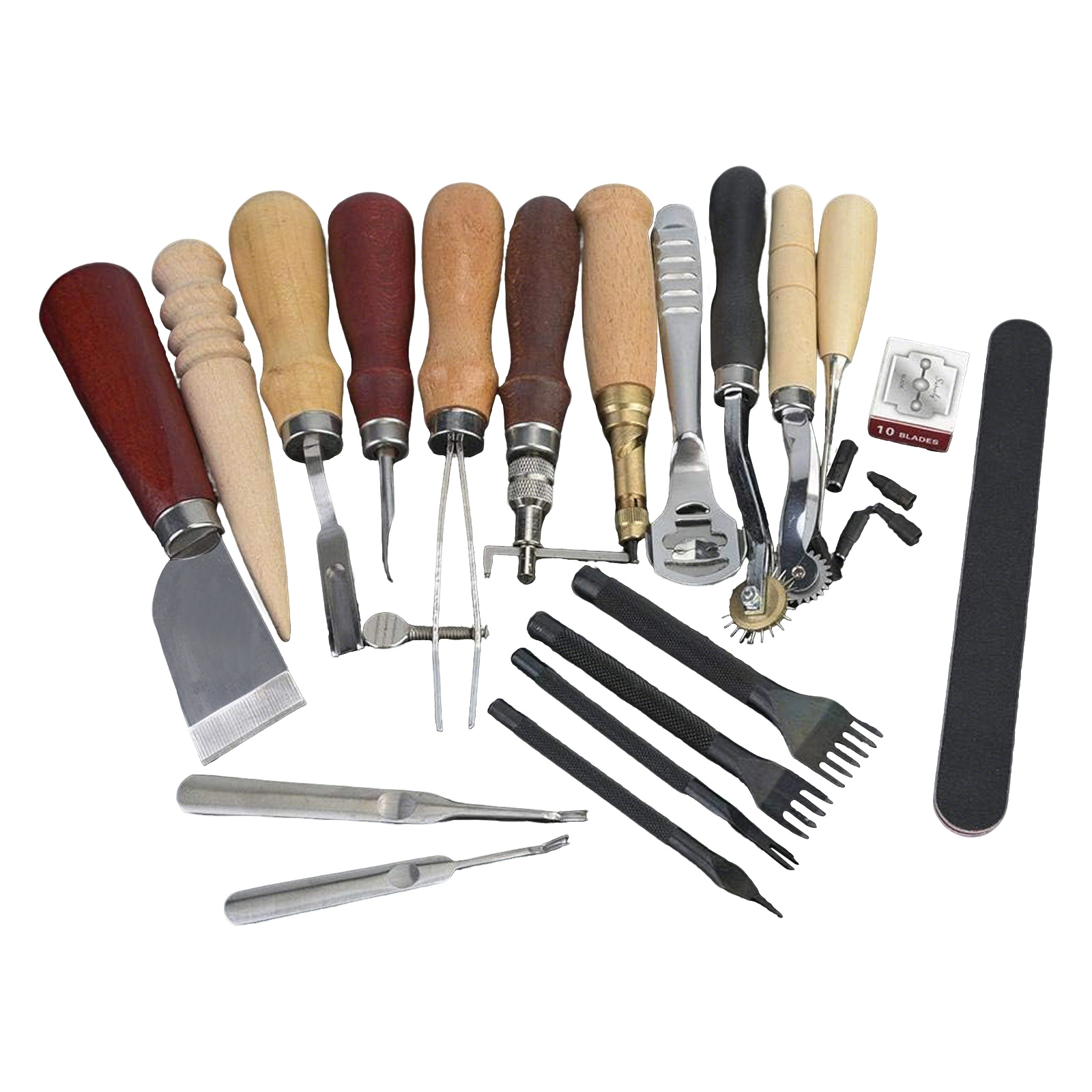 Leatherwork Punch - Lederen gereedschap, 19-delige lederbewerkingsset voor naaien,