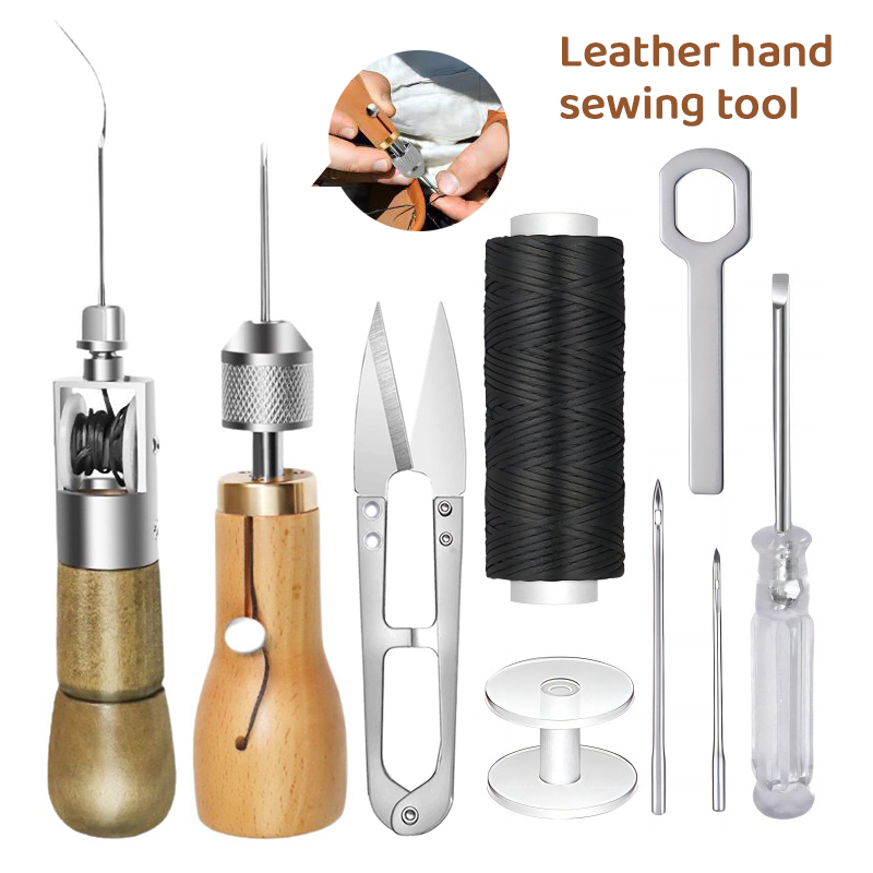Leatherwork Tool Kit - 8 stks/set DIY Leer Naaigaren Hand