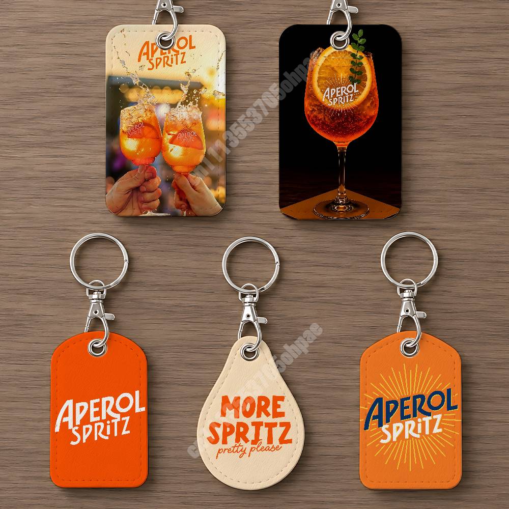 Leather Work Bag - Oranje Prosecco A-Aperol S-Spritz lederen sleutelhanger