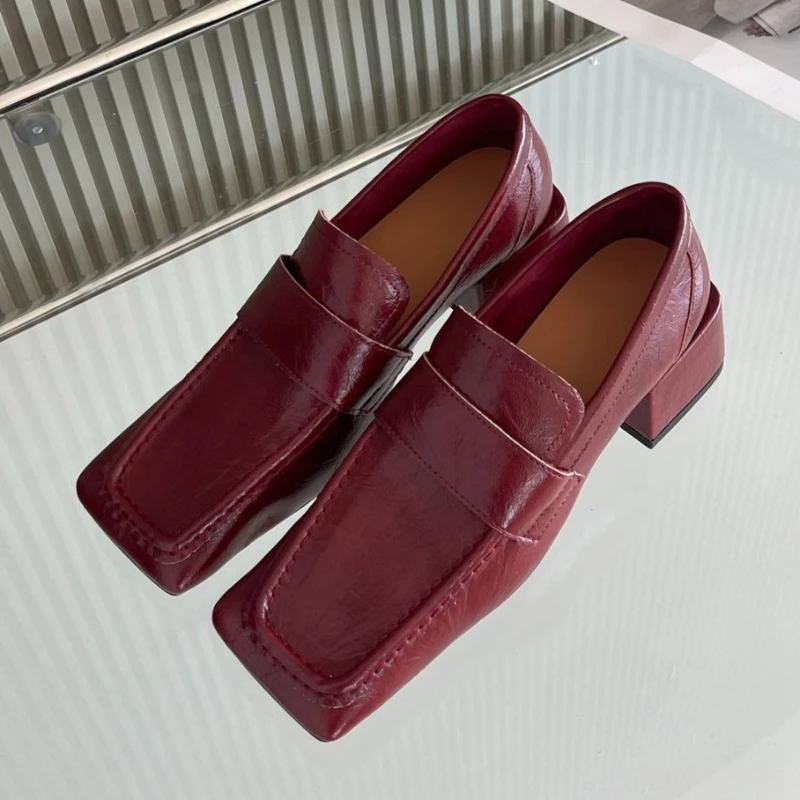 Dames schoenen met vierkante n - Leather Work Flats Women recensie en prijs