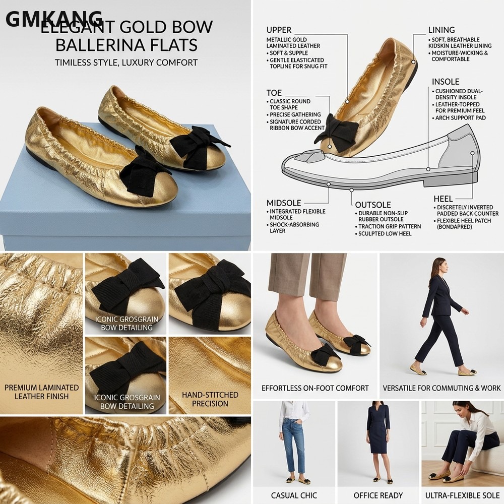 Dames Ballerina's met strik, g - Leather Work Flats Women recensie en prijs