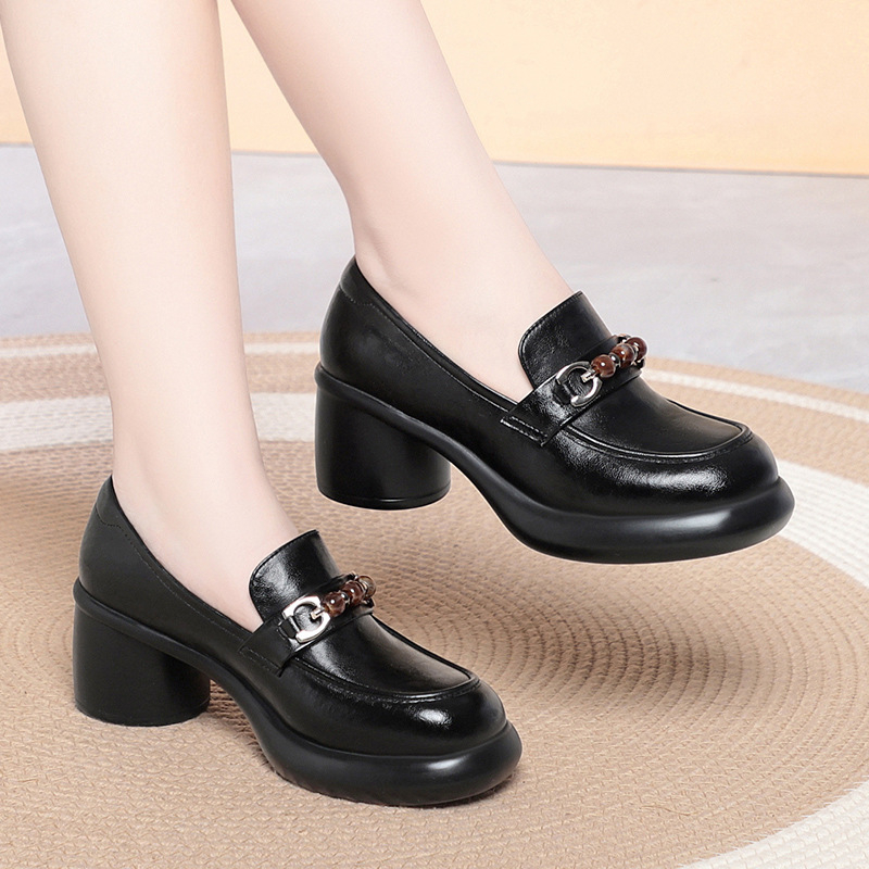 Dames loafers met chunky hak,  - Leather Work Flats Women recensie en prijs
