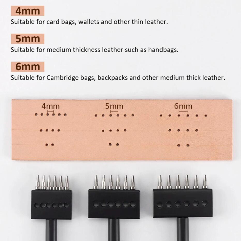 Zwarte Prong Punch Tool Set 3  - Leatherwork Punching Tool recensie en prijs