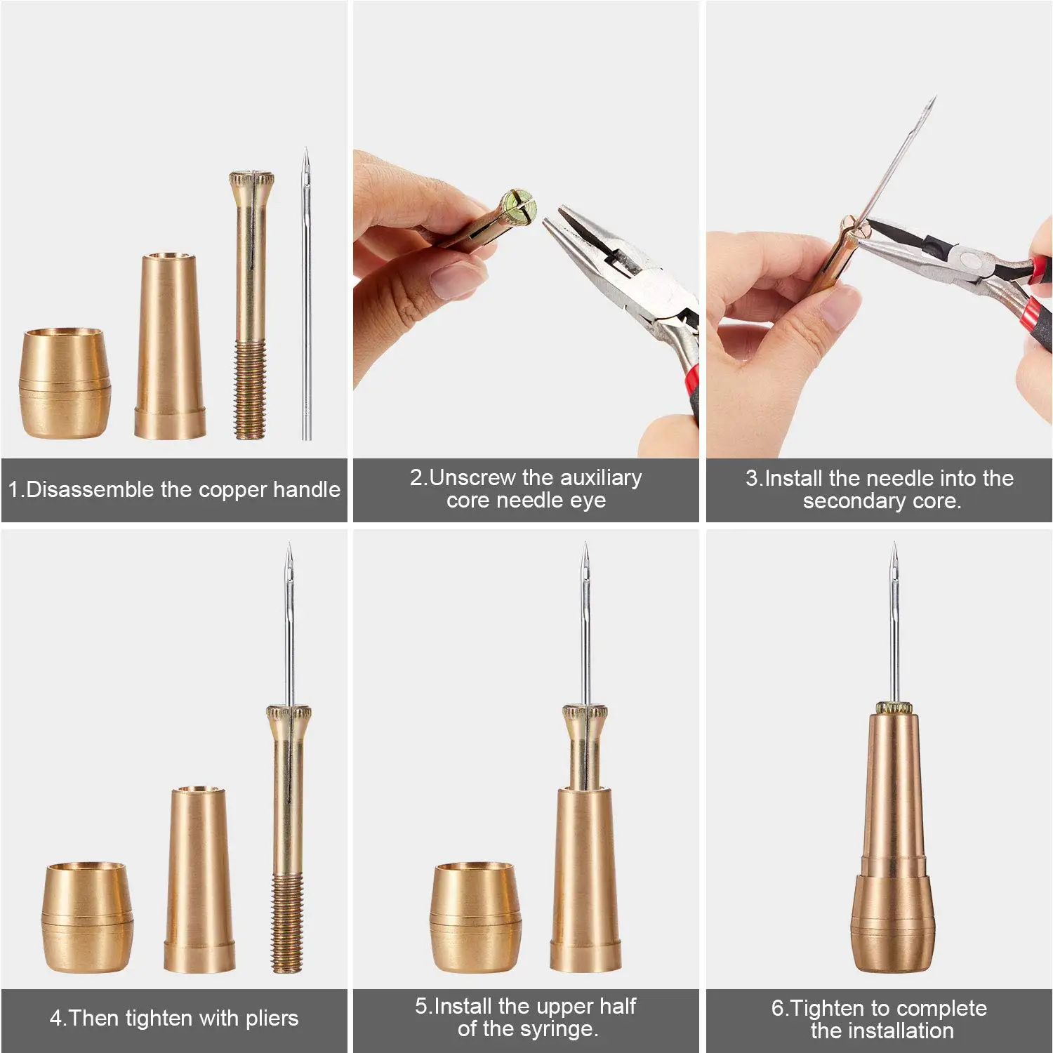 Leren stikset met koperen prie - Leatherwork Tool Kit recensie en prijs