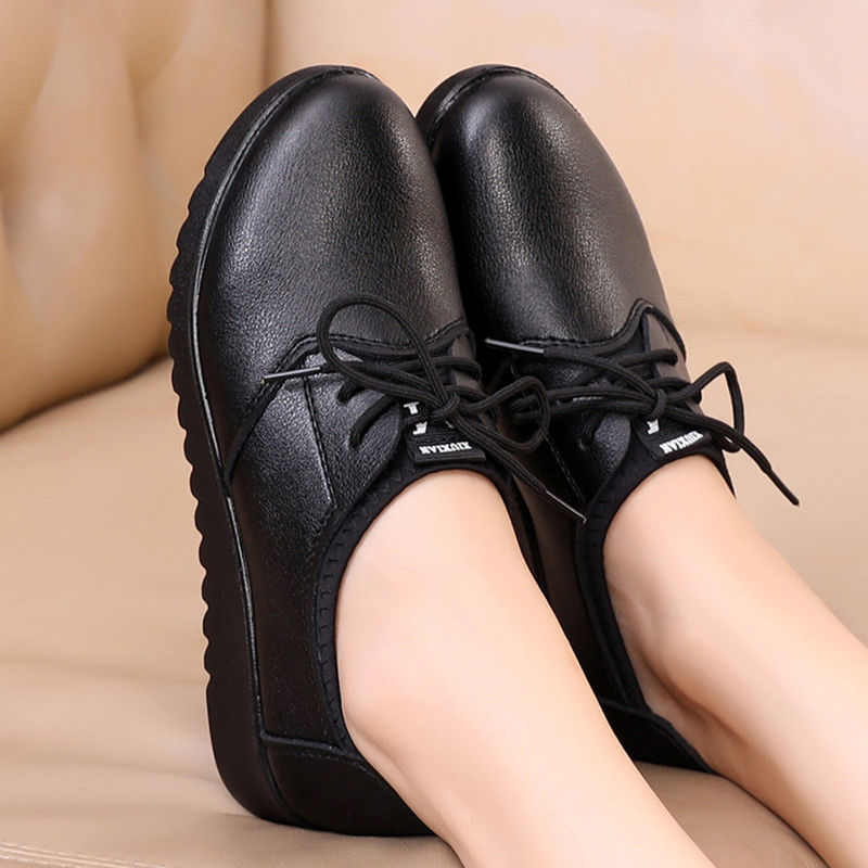 Effen zwarte Oxford schoenen v - Leather Work Flats Women recensie en prijs