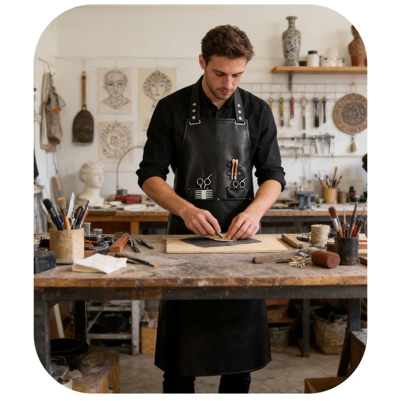 PU zacht lederen schort Kapper - Leatherwork Apron recensie en prijs