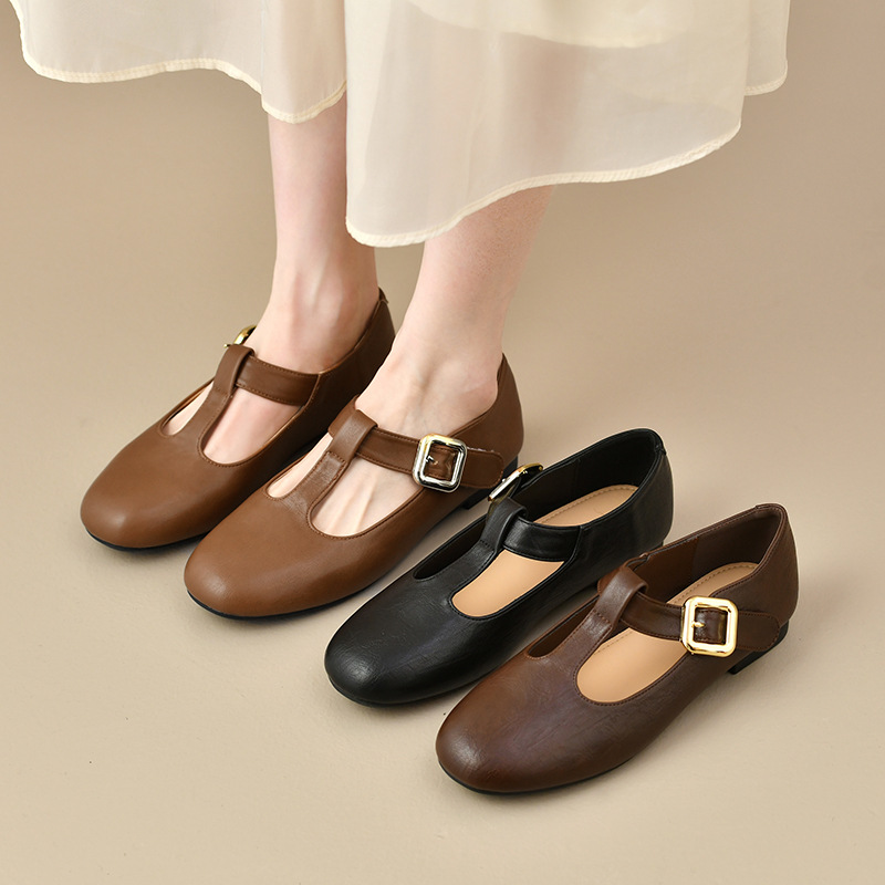 Dames T-Strap Mary Jane instap - Leather Work Flats Women recensie en prijs