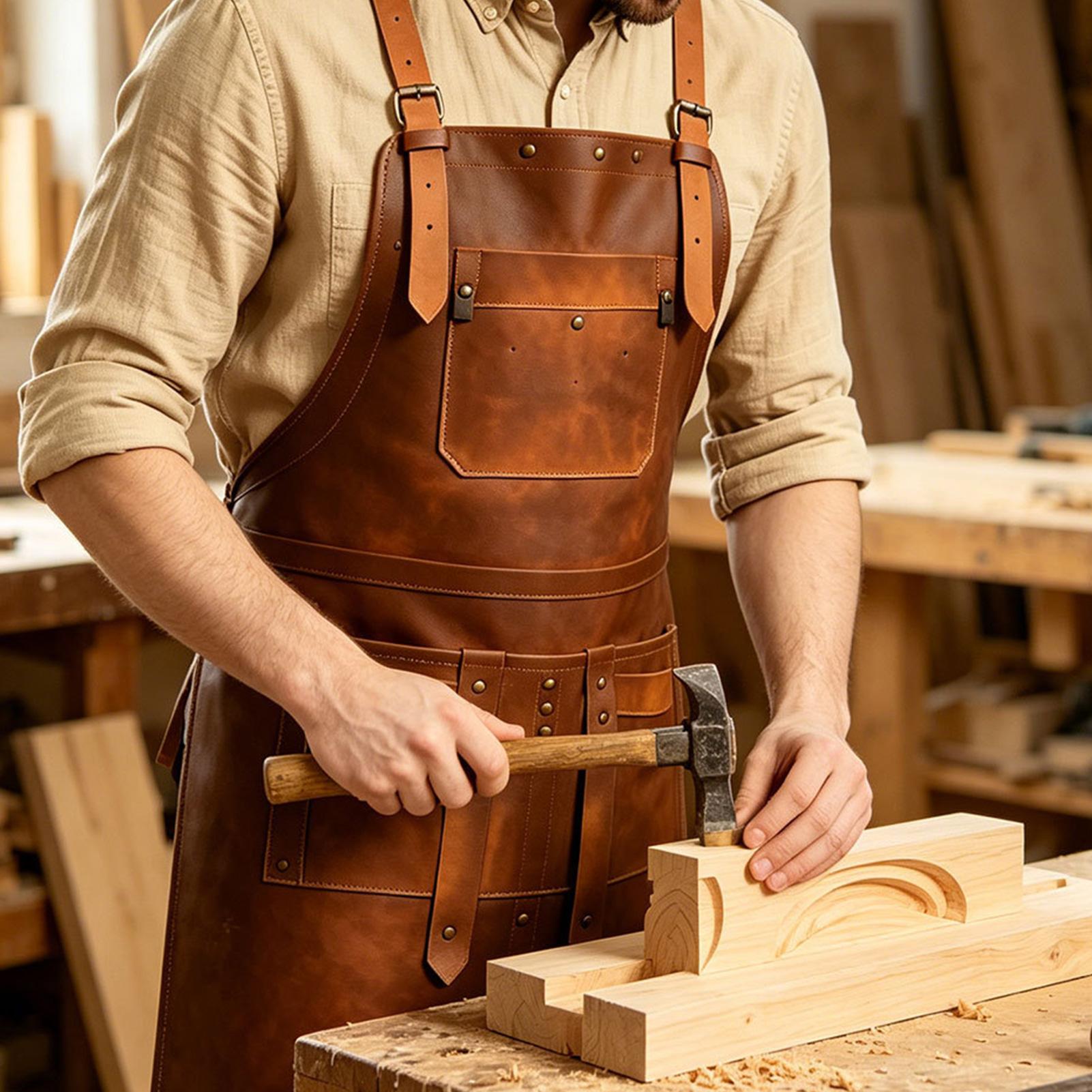 Leren schort met meerdere zakk - Leatherwork Apron recensie en prijs